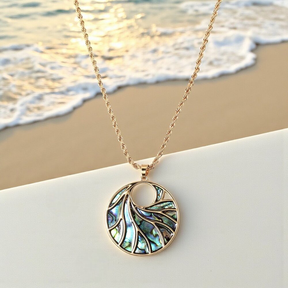 Coral Abalone Shell Paua Shell Necklace